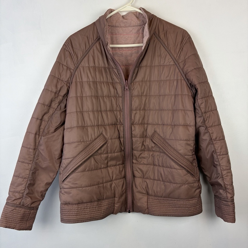 Lululemon The Bomb Bomber Reversible Jacket Womens 12 Bark Berry Rose Pink